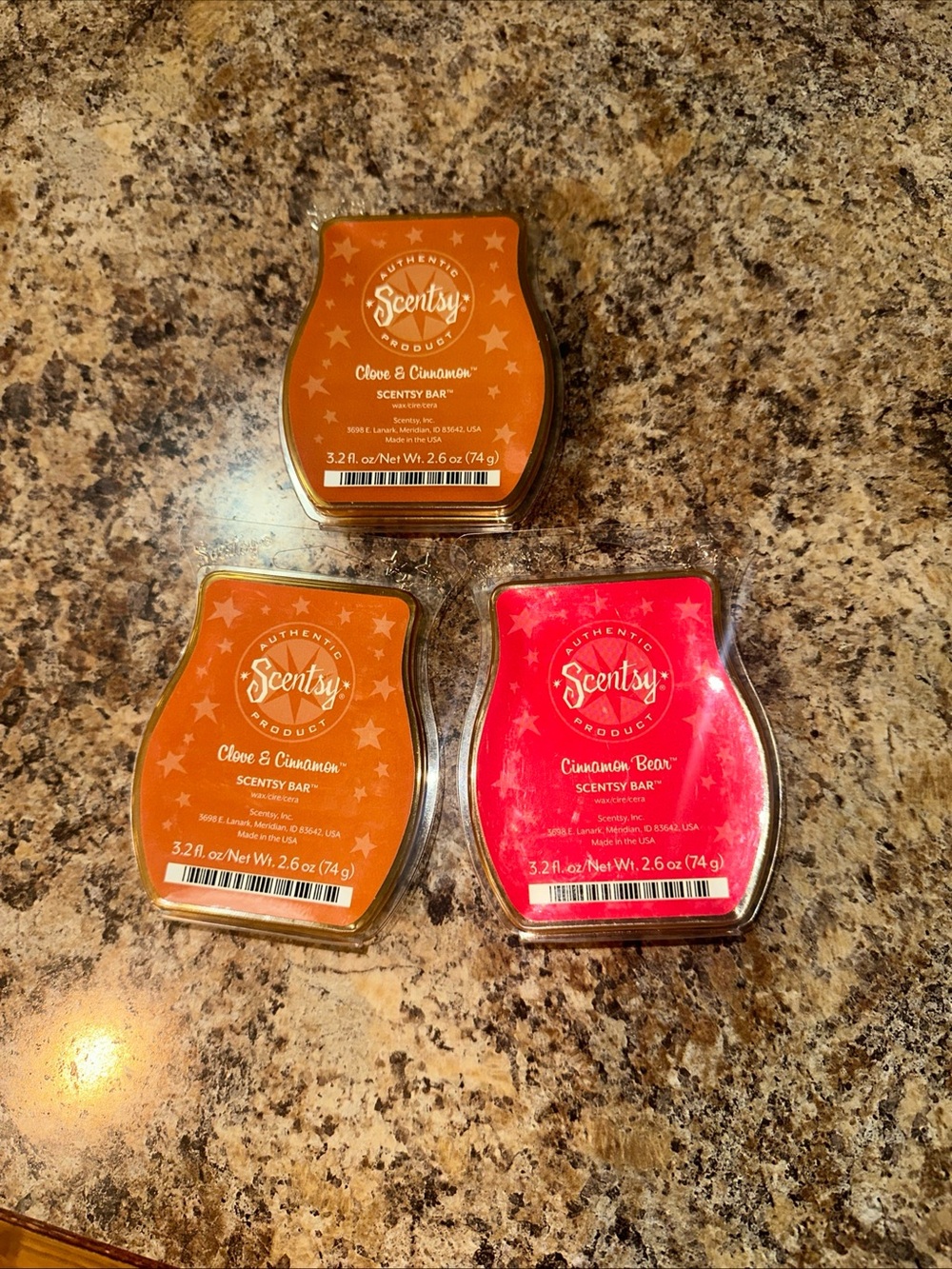Scentsy Cinnamon Bear and Clove & Cinnamon Wax Bar Trio